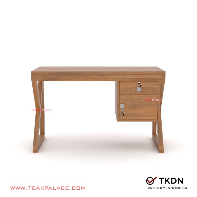 Meja Kantor 1/2 Biro Minimalis Modern Kayu Jati Seri Banda