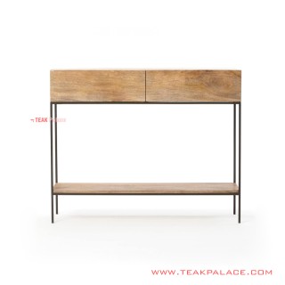Meja Konsol Frame Besi Hitam Top Kayu Jati Seri Makasar Meja Konsol Frame Besi Hitam Top Kayu Jati Seri Makasar