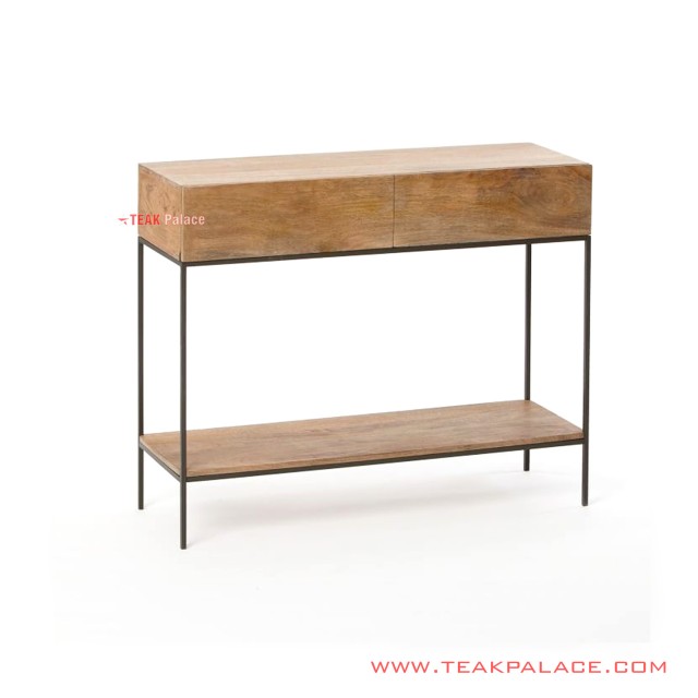 Meja Konsol Frame Besi Hitam Top Kayu Jati Seri Makasar Meja Konsol Frame Besi Hitam Top Kayu Jati Seri Makasar