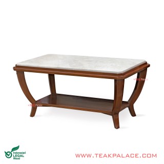 Meja Tamu Jati Klasik Modern Marmer Seri Jasmine