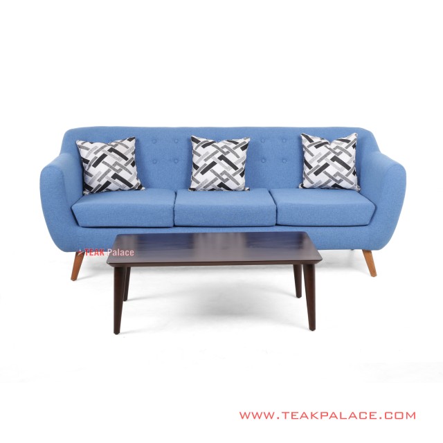 Sofa Dina 3 Dudukan Set Meja tamu Biru Balck Walnut