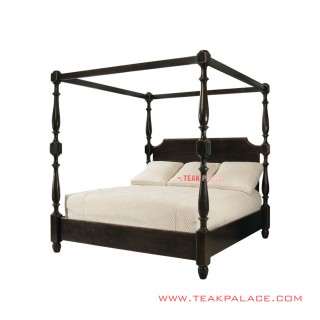 Tempat Tidur Kanopi Minimalis salak Brown Seri Mataram
