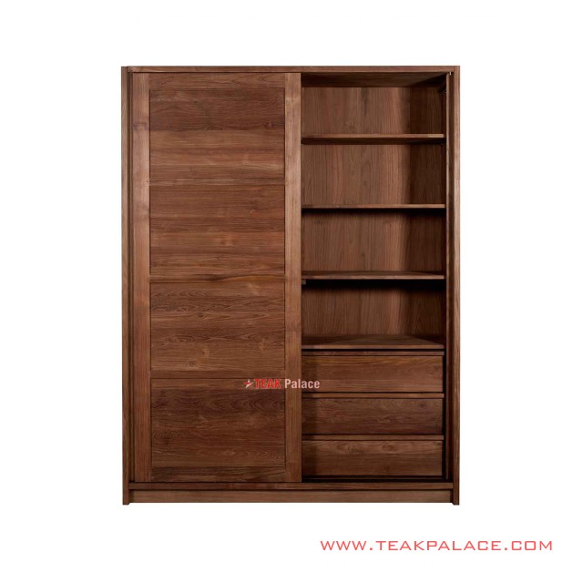 Lemari Pakaian Sliding Jati Natural Seri Surabaya
